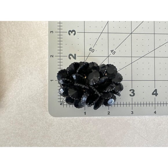 Miriam Haskell unsigned 1930s silver tone black beaded rhinestone pin brooch - Picture 7 of 7